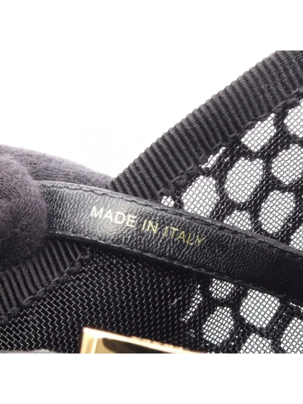 Prada Pumps Macrame Mesh Black Leather Ballet Shoes